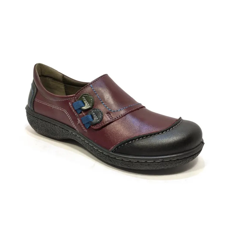 Laura Azaña Mocasín combi botón PE 11882 Burdeos | Calzados Santa Clar