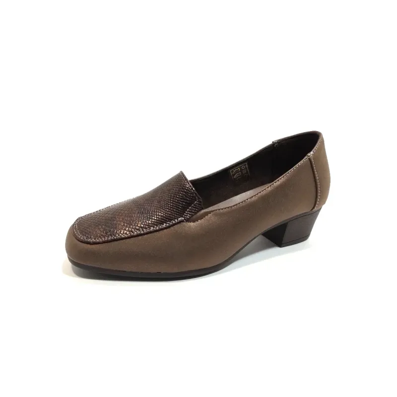 Leirong Tacón mocasín serpiente 8560 Marrón | Calzados Santa Clara